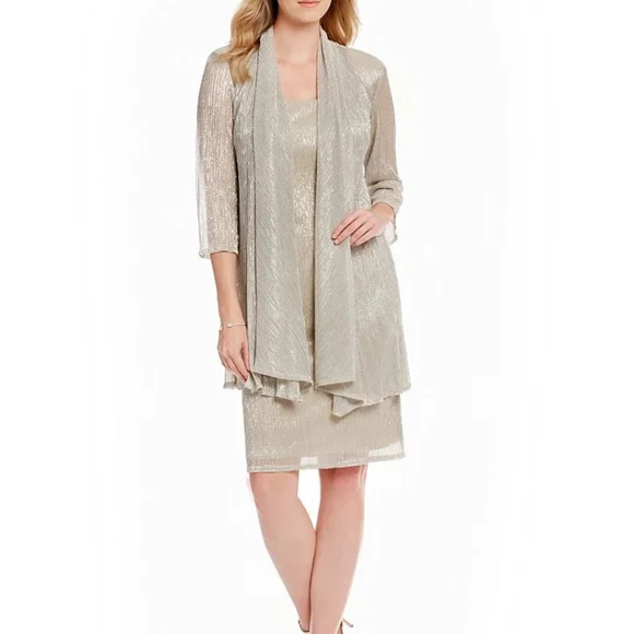 r&m richards champagne dress R&M Richards 3785W